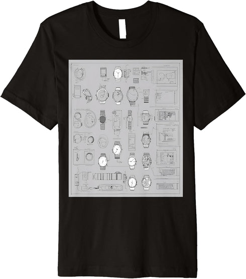 Smartwatch Functionality Blueprint Premium T-Shirt...