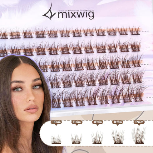 Brown Lash Clusters Natural Lash Extension Brown Wispy Eyelash Extension 8-16mm CC Curl Brown Individual Lashes Clusters Eyelashes Extensions...