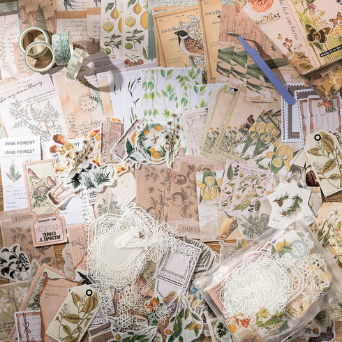 JOYCHOIC Vintage Scrapbook Kit for Beginners, Scrapbooking Material Junk Journal Supplies, Journaling Paper Aesthetic Stickers Ephemera, Arts Craf...