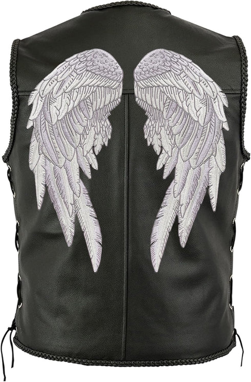 Silver Angel Wing Patches 14” | "Saints & Sinners Guardian Angels Realistic Embroidered Wings and Feathers | Back Patch for Men and Women Iron On ...