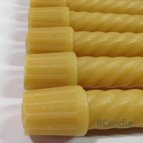 100% Pure Beeswax Spiral Twist Taper Candles (Set of 6) Organic - 8 Inches Tall, 3/4 Inch Diameter, Hand Made...