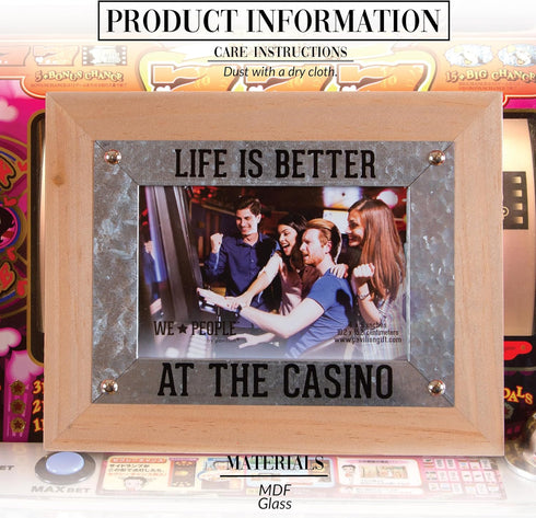 Pavilion Gift Company - Casino People - 9.5" x 7.5" Photo Picture Frame Self-Standing Casino Gambling Gambler Money Desk Home Decor...