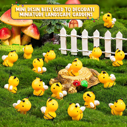 92PCS Mini Resin Bees Cute Bee Figurines for Cake Toppers, Tiny Bees Miniatures for Baby Shower Fairy Garden Miniature Moss Landscape Crafts DIY H...