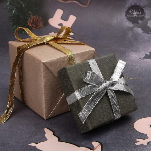 Ribbli 2 Rolls Metallic Glitter Ribbon,Gold Ribbon Silver Ribbon, 3/8 Inch Total 20 Yards, Use for Christmas Gift Wrapping, Christmas Craft and De...