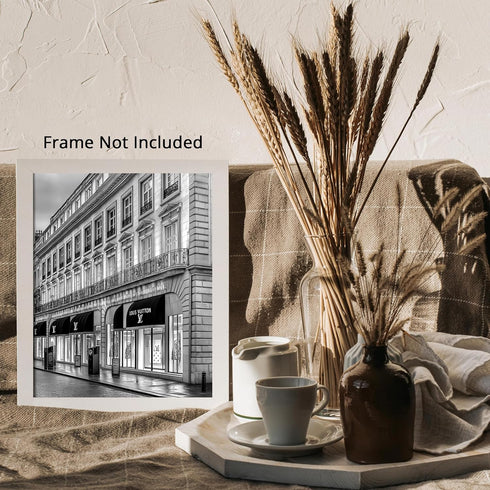 Posterizer 1 pcs-black-and-white photograph of Luxury store front 6-Photography Art-Retro Art-Gift for Women, Fashionistas, Designer Fashion Fans-...