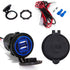 Ginsco Dual USB Charger Socket Power Outlet 2.1A & 2.1A?4.2A? for Car Boat Marine RV Mobile with Wire Fuse DIY Kit Blue LED......
