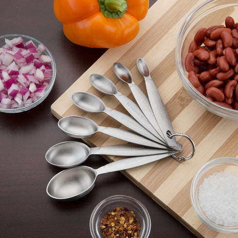 Spring Chef Stainless Steel Measuring Spoons Set of 7, Oval Metal Teaspoon & Tablespoon Measuring Spoons - Nesting Kitchen Gadgets For Baking & Co...