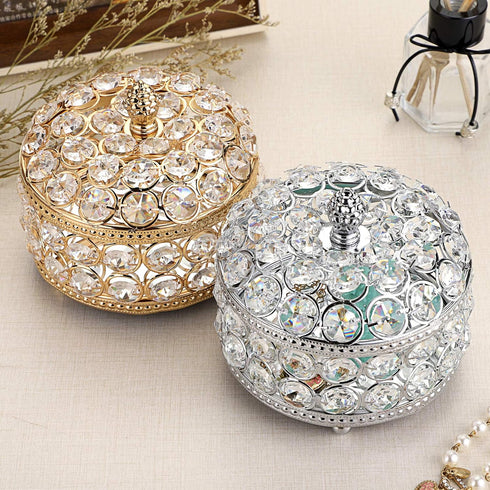 Hipiwe Crystal Mirrored Jewelry Box - Jewelry Trinket Organizer Treasure Box Home Decor Ring Earrings Necklace Storage Holder Chest Keepsake Box,B...