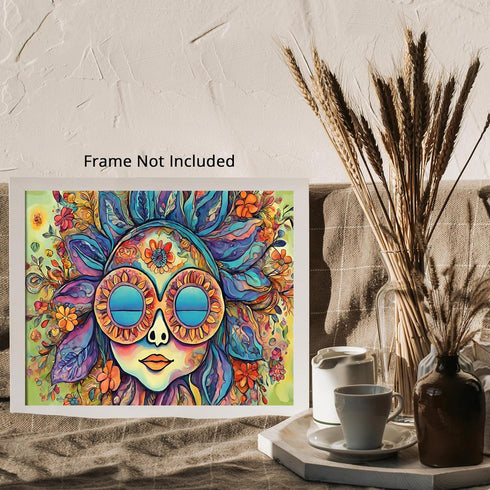Posterizer 1 pcs- psychedelic funky hippie colorful person 1-Fantasy & Fiction Art-Retro Art- Living Room Bedroom Decor- unframed wall art...