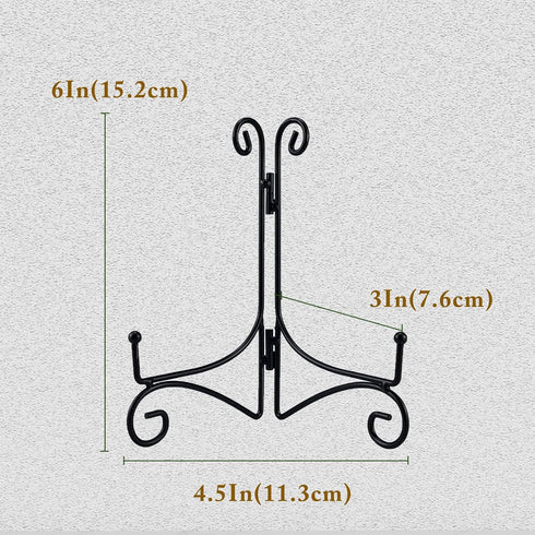 Black Iron Plate Stand, 6 Inch Plate Holder for Display, Small Metal Plate Display Stands for Cookbook, Picture Frame, Photo, Decorative Plates (6...