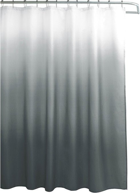 Creative Home Ideas Waffle Weave Shower Curtain Set, 70" x 72", Dark Grey Ombre 13 Piece...