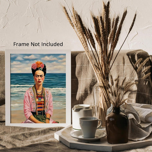 Posterizer 1 pcs- Frida Kahlo inspied art-unique fashion-Famous Figures Art Collection-Coastal & Nautical Art- Living Room Bedroom Decor- unframed...