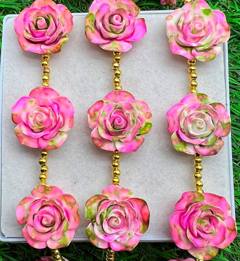 1 Strand Multi Colour Flower Synthetic 5 Pieces Beads Size 22x22x11mm Shape Flower Cut Smooth Making, Beading & Craft Supplies 7$ST03D159...