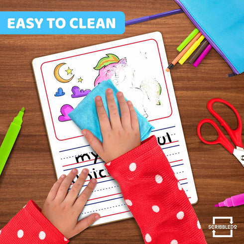 Double Sided Whiteboard 9”x12” Story Lined Dry Erase Board for Kids Writing Board Age 3-5 Practice Drawing Small White Board Teacher Elementary Gr...
