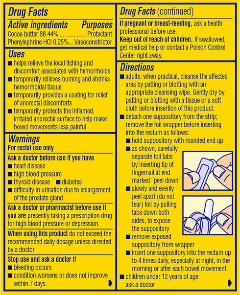 Preparation H Hemorrhoid Suppositories For Itching And Discomfort Relief - 12 Count (Pack of 1)...
