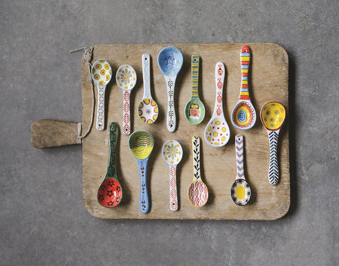 heart & home Ceramic Spoon Set of 6, Ceramic Serving Spoons, Ceramic Spoon for Soup, Colorful Deep Round Soup Spoons, 6.5'' Inches...