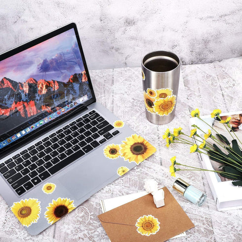 72 Piece Summer Wall Decals - Removable Sunflower Stickers, 3D Peel & Stick Decals for Cars, Crafts, Baby, Bathroom, Kids & Living Room Decor...