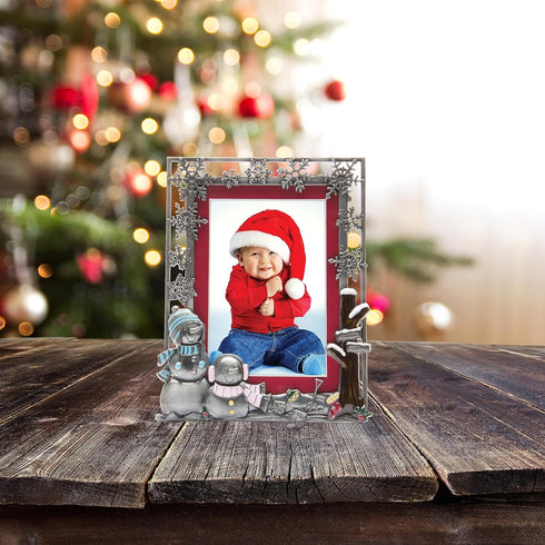 Neil Enterprises Inc. Pewter Winter Snowman Christmas Picture Frame...