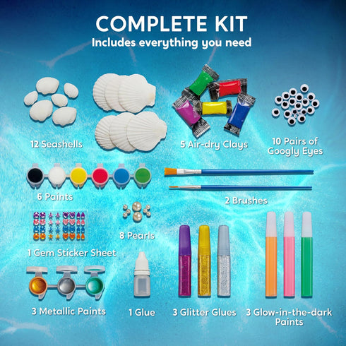 12 Kids Sea Shell Painting Kit-Glow in The Dark-Arts & Crafts for Boys and Girls Ages 6-12, 8-12, Art Supplies, Kids Craft Paint Kits, Creative Ar...