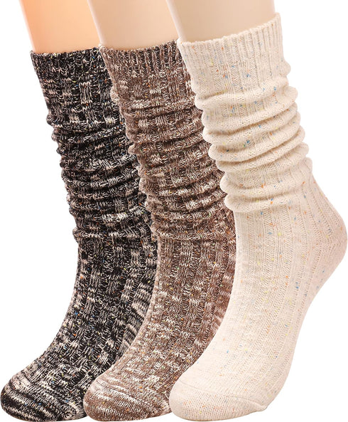 TINTAO Women's Socks Cotton Knit Casual Crew Socks Thick Knit Warm Wool Slouch Socks Gift Socks for Women,Size 5-10#W502...