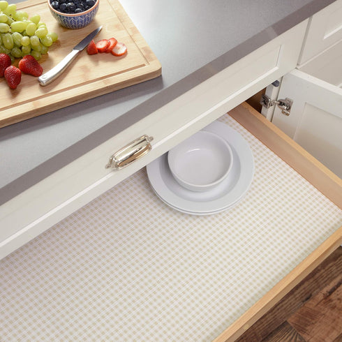 Con-Tact Brand Grip Prints Durable Non-Adhesive Non-Slip Shelf and Drawer Liner, 12'' x 5', Khaki Plaid...