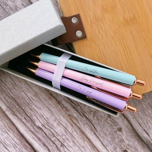 Jxueych Fancy Metal Pen Set with Inspirational Motivational Quotes Nice and Cute Boss Lady Gifts Teacher Pens Office Decor Coworker Employee Appre...