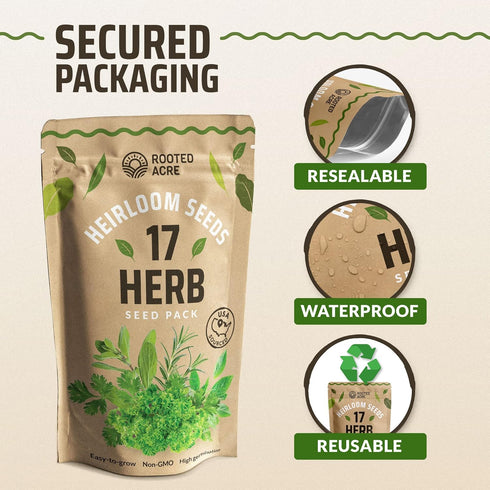 17 Herb Culinary Seed Vault - 5200+ Herbs Seeds for Planting Indoor or Outdoor Garden - Heirloom, Non GMO | Hydroponic Herb Garden Seeds with High...