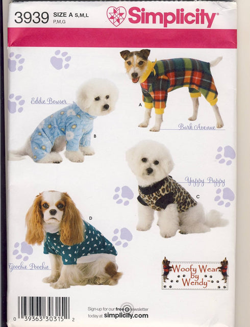 Simplicity 3939 Sewing Pattern Use to Make Dog Clothes in Three Sizes - Woofy Wear by Wendy...