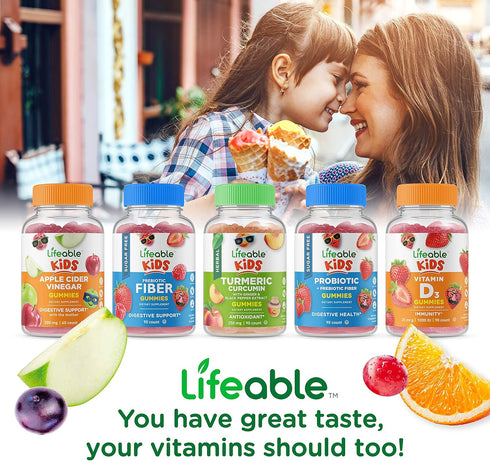 Lifeable Probiotics for Kids - 2 Billion CFU - Great Tasting Natural Flavor Gummy - Gluten Free Vegetarian GMO-Free Probiotic - for Gut Health, Di...