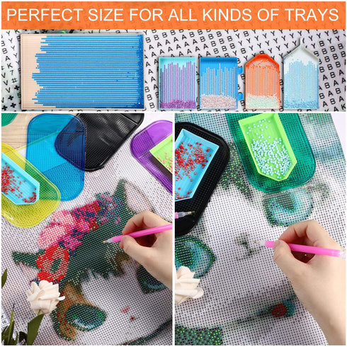 Blulu 6 Pieces Diamond Art Painting Accessories Anti-Slip Tools Sticky Mat Diamond Painting Trays Sticky Gel Pad Universal Mount Holder 5.6 x 3.3 ...