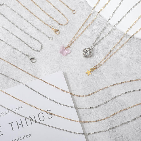 Qianyu 12 Pieces Necklace Chains for Jewelry Making with Lobster Clasp Gold and Silver Plated DIY Jewelry Charms Round Link Snake Necklace Chains ...