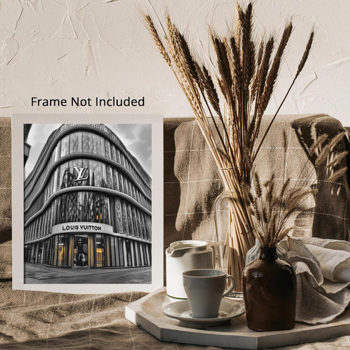 Posterizer 1 pcs-black-and-white photograph of Luxury store front 8-Photography Art-Retro Art-Gift for Women, Fashionistas, Designer Fashion Fans-...