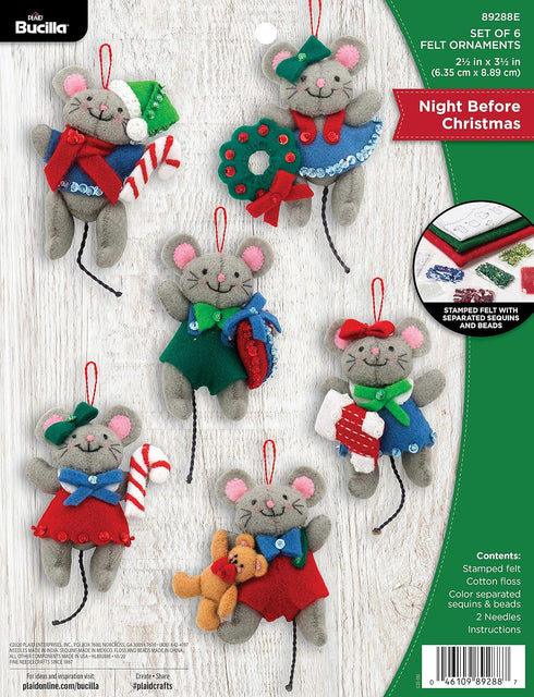 Bucilla 89288E Felt Applique Christmas Ornament Kit, Night Before Christmas, Set of 6...