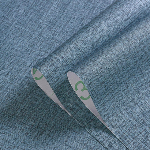 Blue Peel and Stick Wallpaper Linen Contact Paper for Cabinets Countertops Waterproof Grasscloth Wall Paper for Bedroom Stick on Wallpaper Texture...