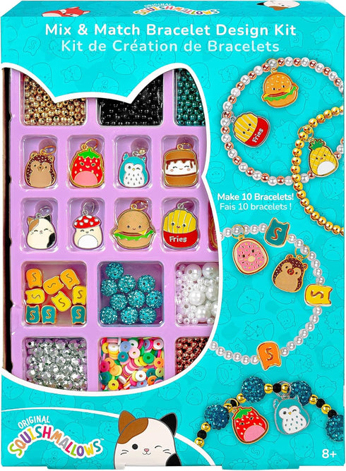 Fashion Angels Squishmallows Mix & Match Bracelet Design Kit - Makes 10 Bracelets - includes 10 Squishmallows Charms, 10 Gem Beads, Assorted Beads...