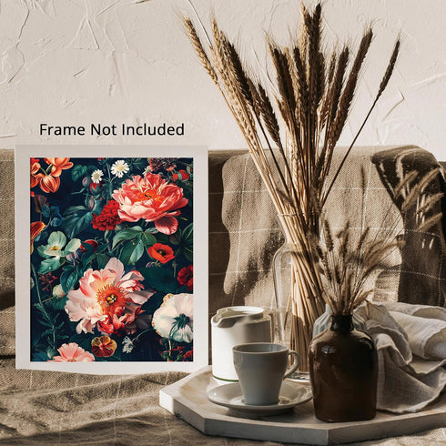 Posterizer 1 pcs-nature scene-lush red and coral flowers-Floral & Botanical Art-Abstract & Modern Art-Decor for Home & Office- UNFRAMED Wall Art...