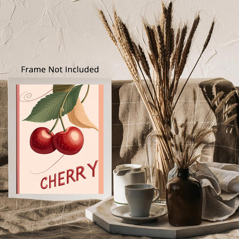 Posterizer 1 pcs-playful graphic Cherry poster-Retro style design 1-Kitchen & Bar Art- Art for Cafe, Restaurant, Coffee Bar - unframed wall art...