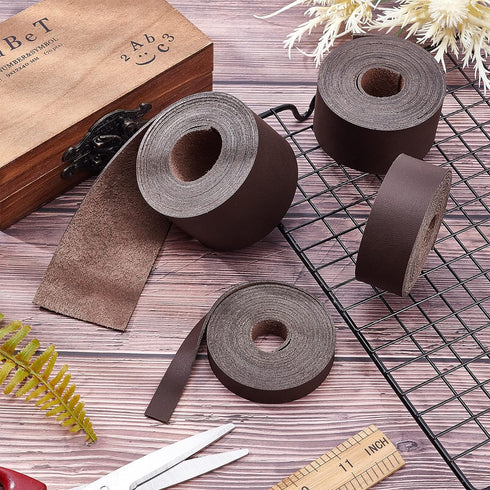 GORGECRAFT Dark Brown Genuine Leather Strap Strip 1 Inch Wide 79 Inch Long Leather Belt Wrap Single Sided Flat Cord for DIY Crafts Projects Clothi...