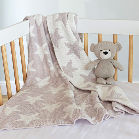 Living Textiles Grey Stars Chenille Soft Baby Blanket Reversible Premium Cozy Fabric for Best Comfort - for Infant,Toddler,Newborn,Nursery,Boy,Gir...