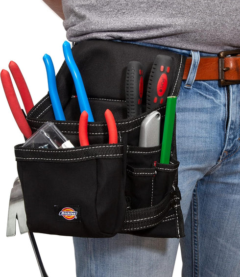 Dickies 8-Pocket Canvas Tool and Utility Pouch for Work Belts, Fastener Pocket, Hammer Loops, 2-inch Belt Loop, Black...
