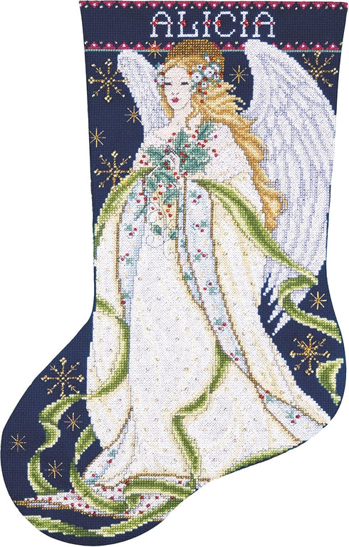 Tobin Holly Angel Counted Cross Stitch Stocking Kit, by The Yard...
