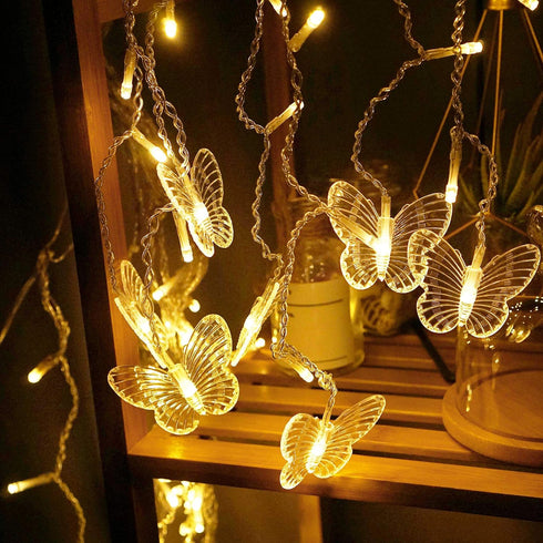 Butterfly Curtain Fairy String Lights, 120LED 8 Modes USB Powered Timer Firefly Twinkle Light with Romote, 14.7FT Copper Wire Hanging Decoration f...