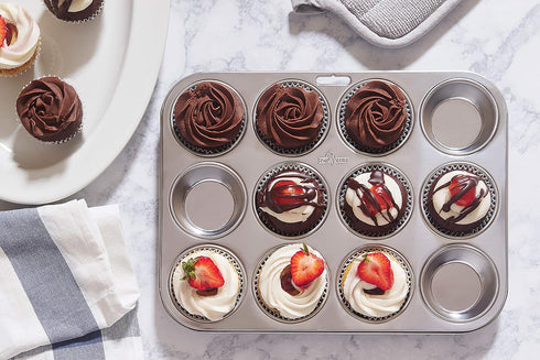 Fox Run Muffin and Cupcake Pan, 12 Standard Cup, Stainless Steel...