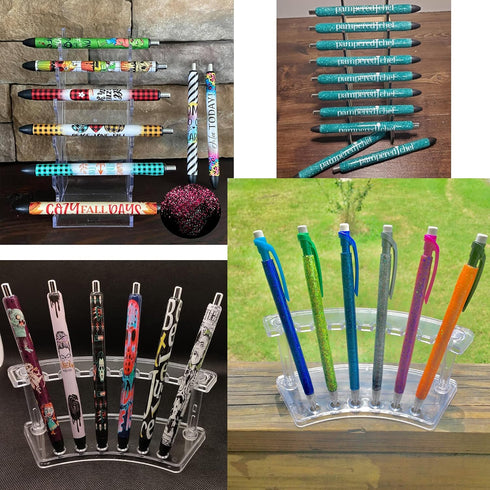 2PCS Glitter pen display Stand Transparent Epoxy resin pen display Stand DIY Epoxy Art Pen Diamond Brush Holder Glitter pen drying display stand C...