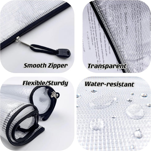 Oaimyy-A4(9"x 13",12 Pcs),Plastic Mesh Zipper Pouch Document Folders Bag Zip File Folders for School Office Supplies, Travel,Puzzles Games Organiz...