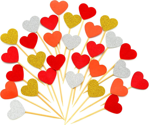 Cupcake Toppers 30Pcs Set, GUCUJI Funny Heart Glitter Mini Birthday Cake Snack Decorations Picks Suppliers Party Accessories for Wedding and Baby ...