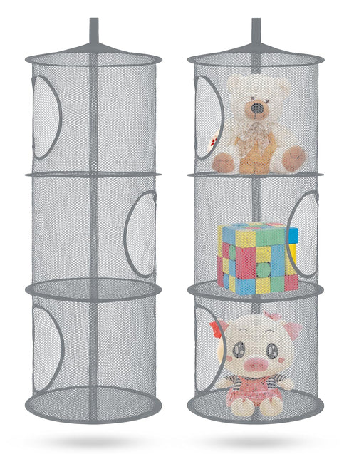 Libeder Mesh Hanging Storage Space Saver Bags Organizer,Foldable Storage Organizer 3/4/5 Compartments Toy Storage Basket for Kids Room Bathroom 2 ...