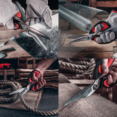 LIVINGO 10" Multipurpose Heavy Duty Scissors, Premium Titanium Coating Forged Stainless Steel Tool Industrial Shears for Household Pruning, Garden...