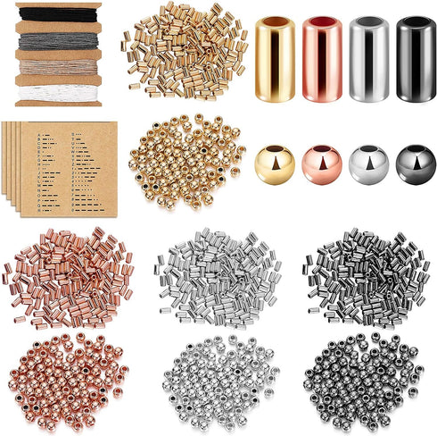 Hicarer DIY Morse Code Bracelet Making Kit, 800 Round and 800 Long Tube Spacer Beads Handmade Adjustable Bracelets Necklaces 20 Morse Code Decodin...