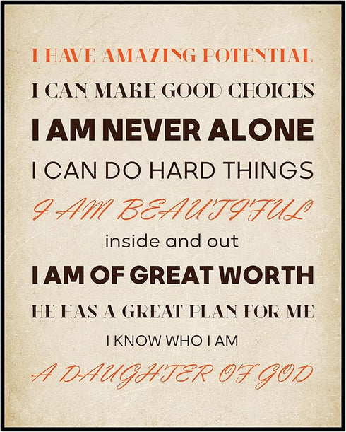 Posterizer 1 pcs-I Am Amazing Daughter of God-Spiritual Wall Art-Motivational & Inspirational Art-Religious Posters-Gifts for Christians- UNFRAMED...